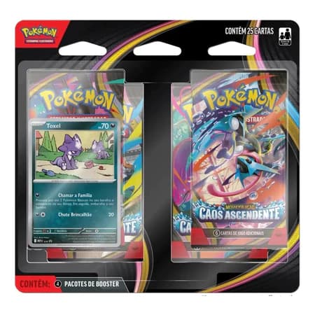 QuadPack de Booster De Megaevolução Caos Ascendente, 24 cartas + 1 carta promocional